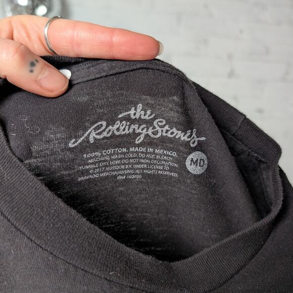 Retro Rolling Stones Concert Tee Black Band Tshirt Vintage Stones Shirt Medium - Picture 7 of 8